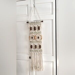 Macramé Wall Hanging with Wooden Accents Handmade